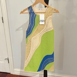 Zara Blue and Green Knit Dress